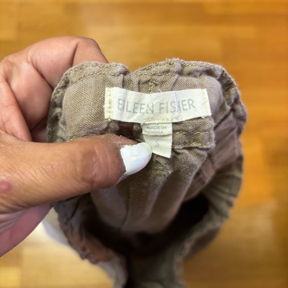 Eileen Fisher Organic Linen Lagenlook Resortwear Career Cargo Ankle Zip Pants S - Picture 6 of 6